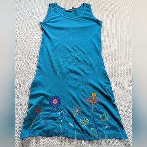 VTG Warner Bros Tweety Bird Dress Size Large Blue Embroidered Sleeveless